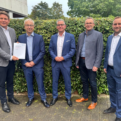 Stellten den Bericht vor: B&uuml;rgermeister Nicolas Aisch, J&uuml;rgen Schwanitz (GPA), Manfred Wiethoff (GPA) Christof Derenthal (Allg. Vertreter des B&uuml;rgermeisters und K&auml;mmerer) und Christian Schormann (GPA)